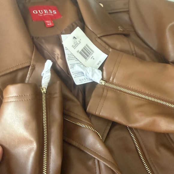Guess Women's Tan Leather Jacket - Picture 3 of 4
